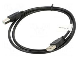 Cable | USB 2.0 | USB A plug,USB B plug | gold-plated | 1m | black | Cu