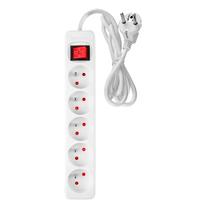 Elektros prekės // Maitinimo prailgintuvų, skirstytuvų ir UK bei USA adapterių rinkinys // Przedłużacz listwowy 3 m, 3 x 1.5 mm2, 5G, biały, ON/OFF