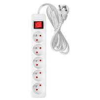 Elektros prekės // Maitinimo prailgintuvų, skirstytuvų ir UK bei USA adapterių rinkinys // Przedłużacz listwowy 5 m, 3 x 1.5 mm2, 5G, biały, ON/OFF