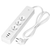 Elektros prekės // Maitinimo prailgintuvų, skirstytuvų ir UK bei USA adapterių rinkinys // Przedłużacz z 3 gniazdami z uziemieniem i wyłącznikiem 3xUSB, Tuya Smart Wi-Fi, biały