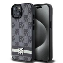 Kitas telefono priedas DKNY  DKNY Leather Checkered Mono Pattern & Printed Stripes Case for iPhone 15/14/13 - Black