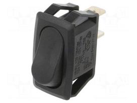 ROCKER | SPST | Pos: 2 | ON-OFF | 16A/250VAC | 10A/28VDC | black | none