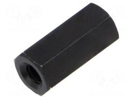 Screwed spacer sleeve | 15mm | Int.thread: M4 | hexagonal | brass