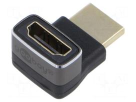Adapter | HDMI socket,HDMI plug 90° up/down | aluminium | silver