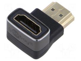 Adapter | HDMI socket,HDMI plug 270° up/down | aluminium | silver