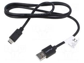 Cable | USB 2.0 | USB A plug,USB C plug | nickel plated | 1m | black