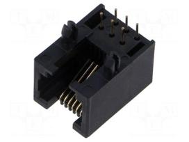 Connector: RJ12 | socket | PIN: 6 | 6p6c | on PCBs,PCB snap | THT