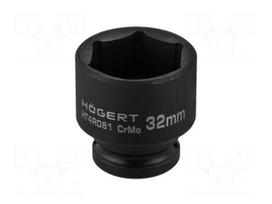 Socket: 6-angles | socket spanner,impact | HEX 32mm | 1/2" | short