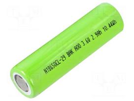 Re-battery: Li-Ion | 18650,MR18650 | 3.6V | 2900mAh | Ø18.35x64.85mm