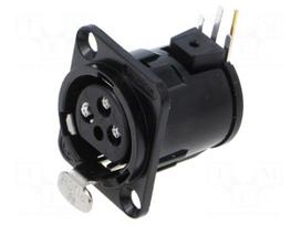 Connector: XLR | socket | female | PIN: 3 | angled 90° | THT | black | 6A