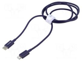Cable | High Speed,USB 2.0 | Apple Lightning plug,USB C plug | 1m