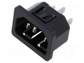 Connector: AC supply | socket | male | 10A | 250VAC | C14 (E) | 6100-4