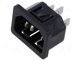 Connector: AC supply | socket | male | 10A | 250VAC | C14 (E) | 6100-4