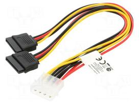 Cable: mains SATA | Molex male,SATA 15pin female x2 | 0.3m
