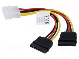 Cable: mains SATA | Molex male,SATA 15pin female x2 | 0.15m