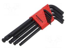 Wrench: hex key-set | spherical | steel | long | 10pcs.