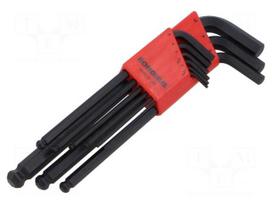 Wrench: hex key-set | spherical | ProTanium®,steel | long | 9pcs.