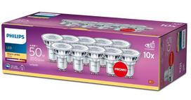 PHILIPS LED stikla 50W GU10 Silti balta 2700K 36D 10 gab spuldze 8718696778265 929001215261