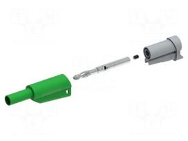 Laboratory connector: 4mm banana | plug | 36A | 1kVAC | 60VDC | green