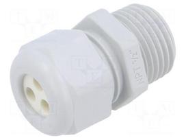 Cable gland | multi-hole | NPT1/2" | IP65 | polyamide | grey | 3mm