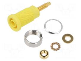 Laboratory connector: 4mm banana | socket | 1kV | 32A | yellow | 40mm