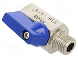 Ball valve | acid resistant steel AISI 316 | PTFE | max.63bar | 43mm