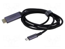 Adapter | HDMI plug,USB C plug | 1.5m | black | 8K,HDR | textile