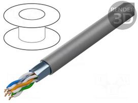 Wire | F/UTP | Cat 5e | 4x2x26AWG | Cu | stranded | LSZH | grey | 500m | 72V