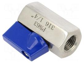 Ball valve | acid resistant steel AISI 316 | PTFE | max.63bar | 42mm