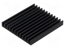 Heatsink: extruded | grilled | black | L: 50mm | W: 45mm | H: 6mm | anodized
