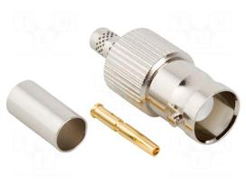 Connector: BNC | plug | female | straight | 50Ω | crimped | for cable | POM