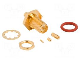 Connector: RP-SMA | socket | male,reverse | straight | 50Ω | PTFE | brass