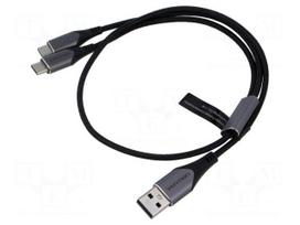 Cable | USB 2.0 | USB A plug,USB C plug x2 | nickel plated | 1m | 60W