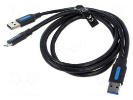Cable | USB 3.0 | USB A plug x2,USB B micro plug | nickel plated