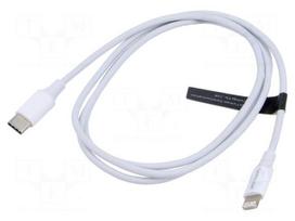 Cable | Apple Lightning plug,USB C plug | nickel plated | 1m | white