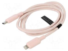 Cable | Apple Lightning plug,USB C plug | nickel plated | 1m | pink
