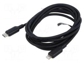 Cable | Apple Lightning plug,USB C plug | nickel plated | 2m | black