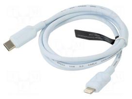 Cable | Apple Lightning plug,USB C plug | nickel plated | 1m | blue