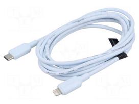 Cable | Apple Lightning plug,USB C plug | nickel plated | 2m | blue