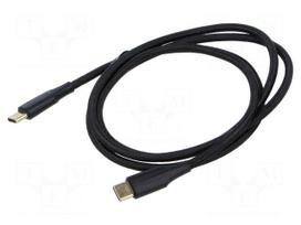 Cable | USB 2.0 | USB C plug,both sides | nickel plated | 1m | black