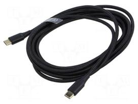 Cable | USB 2.0 | USB C plug,both sides | nickel plated | 3m | black