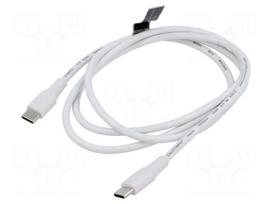 Cable | USB 2.0 | USB C plug,both sides | nickel plated | 1m | white