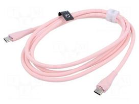 Cable | USB 2.0 | USB C plug,both sides | nickel plated | 1.5m | pink