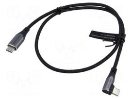 Cable | USB 2.0 | USB C plug,USB C angled plug,both sides | 0.5m