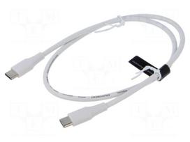 Cable | USB 2.0 | USB C plug,both sides | nickel plated | 0.5m | white