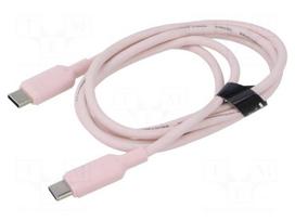 Cable | USB 2.0 | USB C plug,both sides | nickel plated | 1m | pink