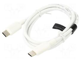Cable | USB 2.0 | USB C plug,both sides | nickel plated | 1m | white
