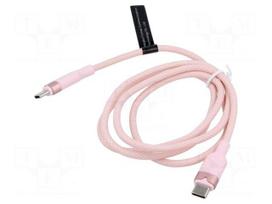 Cable | USB 2.0 | USB C plug,both sides | nickel plated | 1m | pink