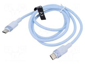Cable | USB 2.0 | USB C plug,both sides | nickel plated | 1m | blue