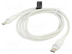 Cable | USB 2.0 | USB C plug,both sides | nickel plated | 1m | white